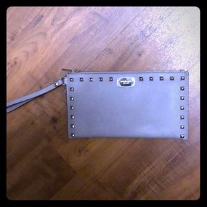 Michael Kors Studded Grey Wristlet/Clutch